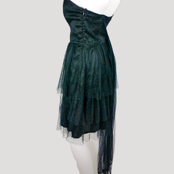 H&M Divided Vintage Black Formal Mesh Strapless Sweetheart Midi Dress - Picture 2 of 6